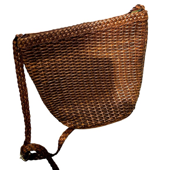 Nine West chocolate color vintage woven shoulder bag/ cross body. Medium size. - Picture 2 of 4